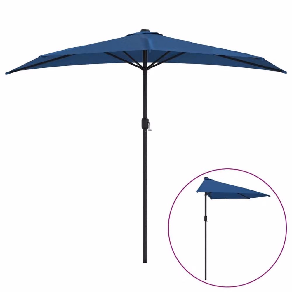 Berkfield Home Blue Balcony Parasol with Aluminium Pole, W/D/H: 270 x 144 x 222 cm – 2