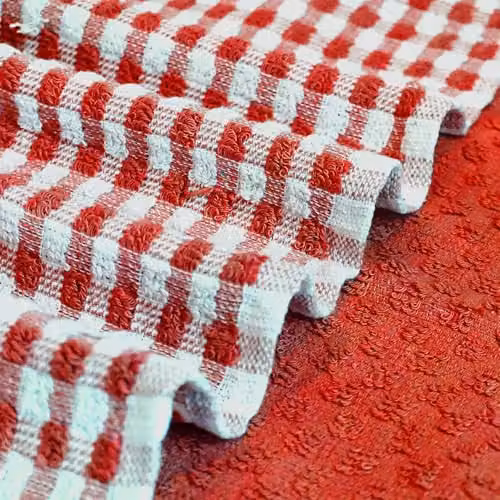Casabella Pack of 6 Red and Blue Checked Cotton Terry Towelling Kitchen Tea Towels – 5