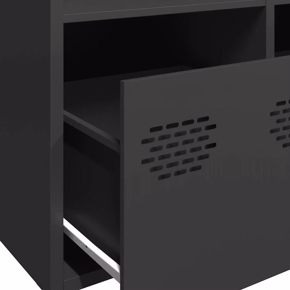 Berkfield Home Black Matt Industrial Sideboard in Cold-rolled Steel, W: 101.5 cm, D: 39 cm, H: 73.5 cm – 4