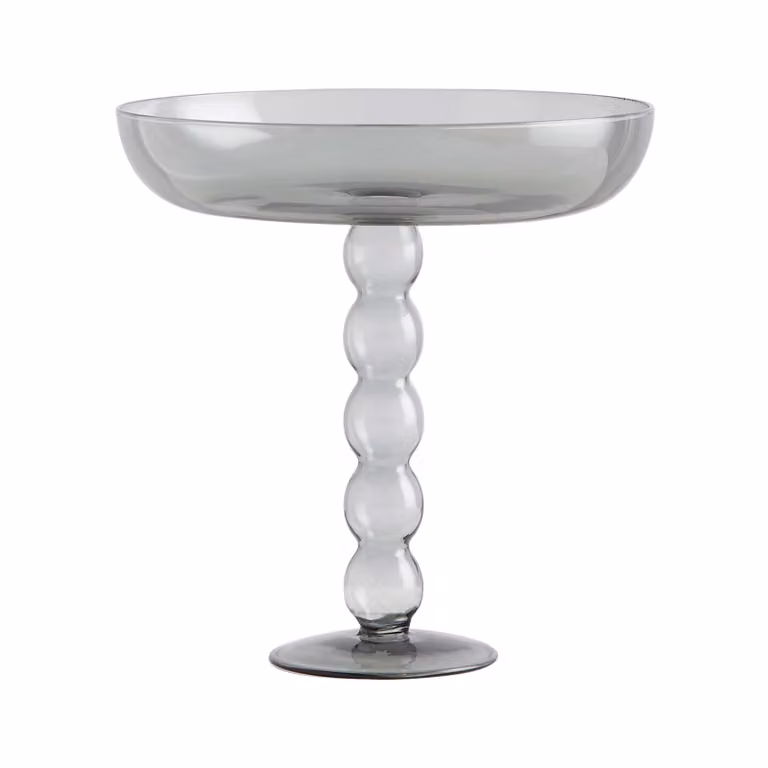 Maison Balzac Smoke Volute Glass Platter, Grey, W: 27.0 cm, D: 20.5 cm