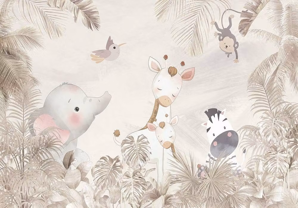 Superfresco Easy Circle of Life Neutral Animal Print Mural in Beige, W: 300 cm, H: 280 cm – 2