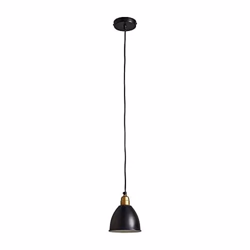 ValueLights Modern Black and Gold Dome Pendant Ceiling Light Fitting – 1
