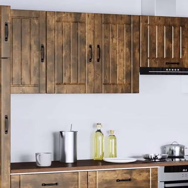 Berkfield Home Lucca Kitchen Wall Cabinet in Smoked Oak Brown, W/D/H: 60 x 25 x 80 cm