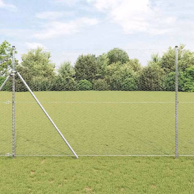 Berkfield Home Silver Galvanised Steel Hexagon Fence, W/H: 100 x 1.5 m