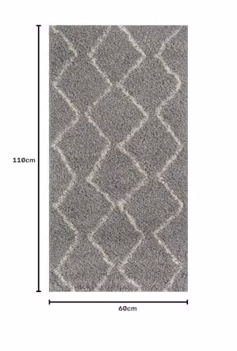 THE RUGS Moroccan Design Rectangular Rug in Grey, W: 60 cm, D: 110 cm – 2