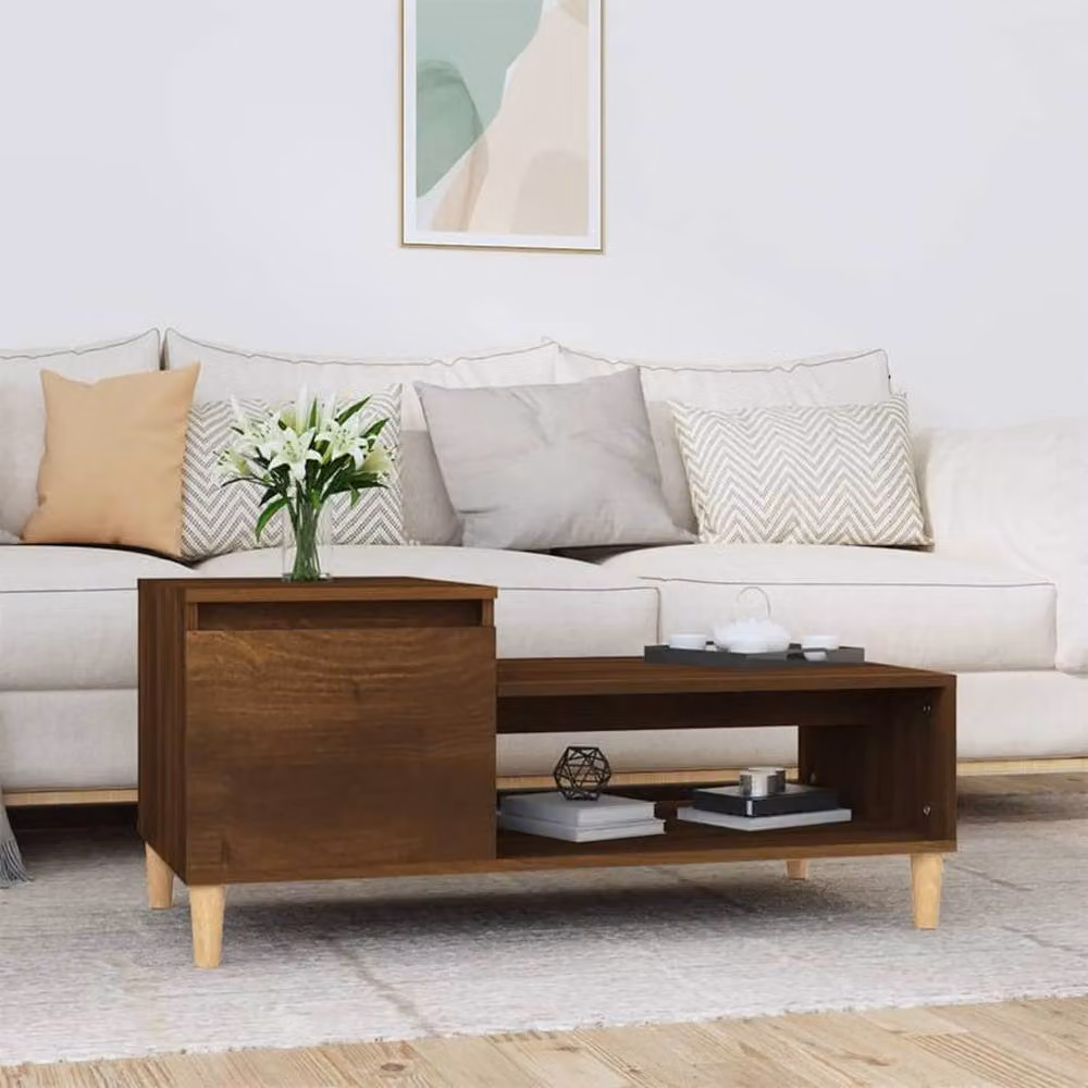 Berkfield Home Brown Oak Coffee Table, W/D/H: 100 x 50 x 45 cm – 2