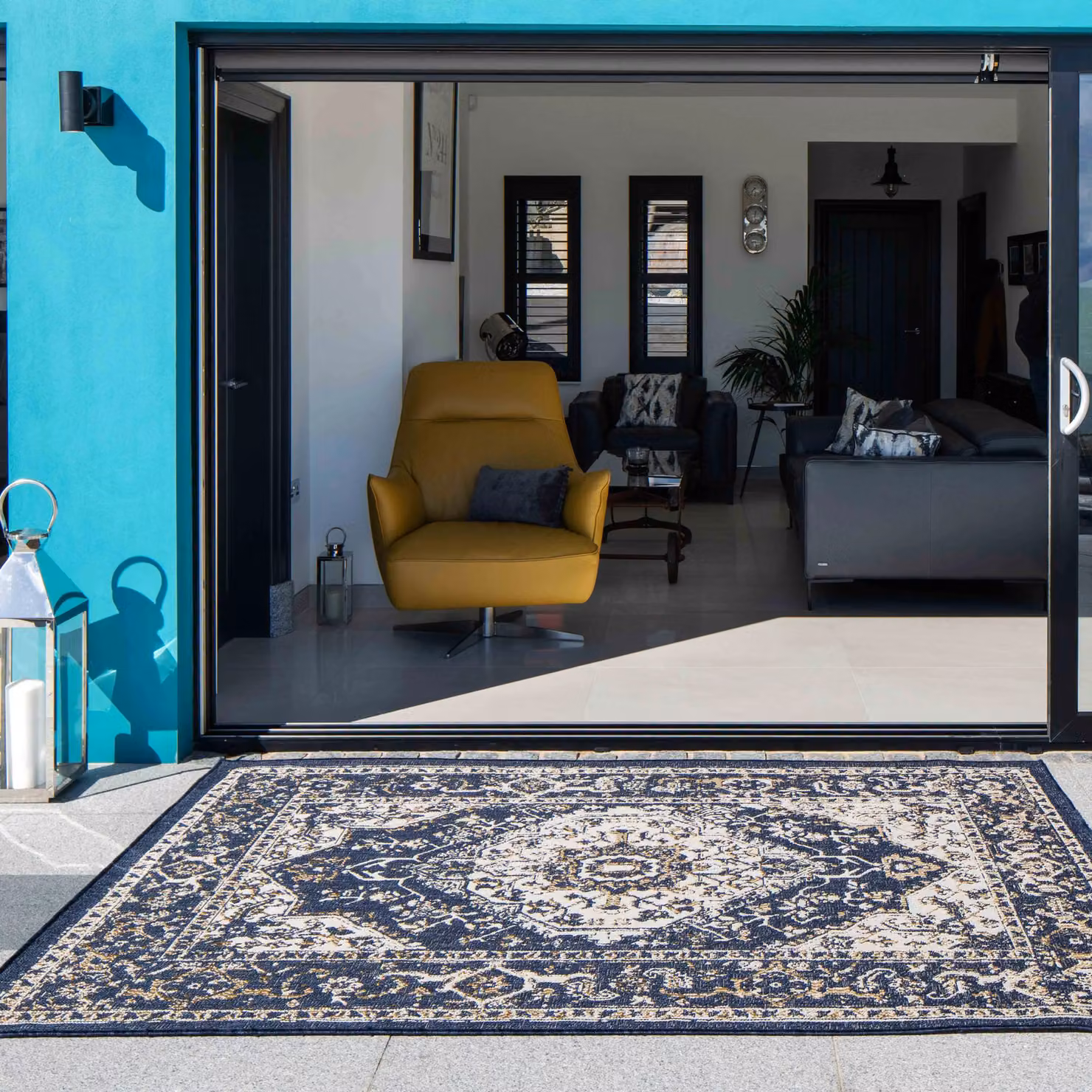 Kukoon Blue Oriental Ornament Outdoor Area Rug, W/D/H: 60 x 240 cm – 2