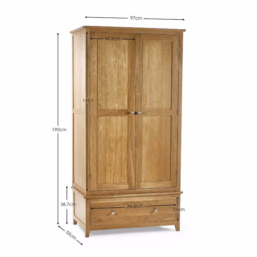 Cheshire Premium Brixton Combination Wardrobe in Light Oak with Integrated Drawers and Hinged Doors – 2