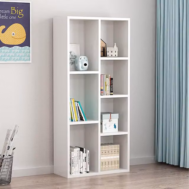 Livingandhome Modern White Cube Wooden Bookcase with Back Panel