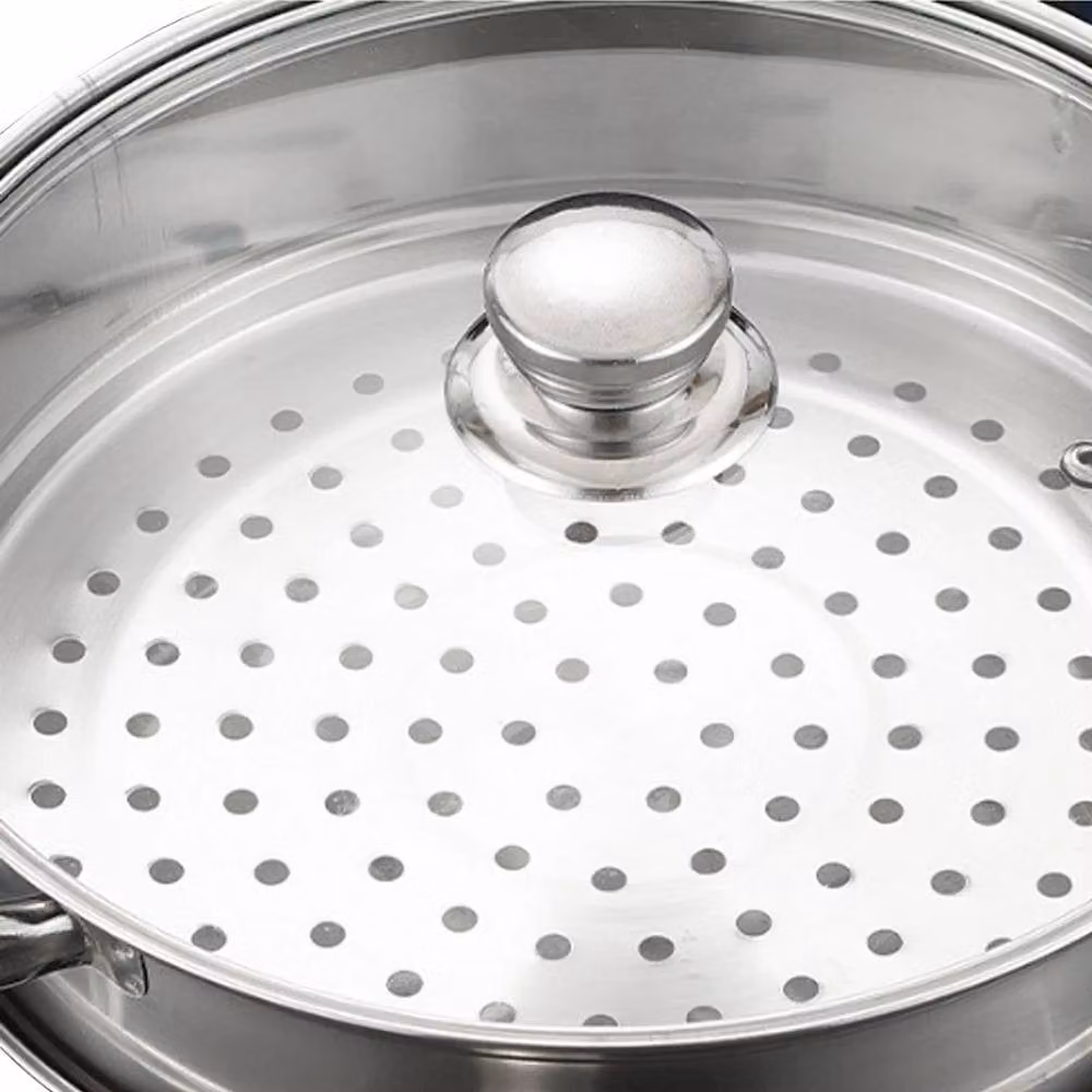 Havendro 3 Tier Stainless Steel Steam Cooker Steamer Pan with Lid in Silver – 3