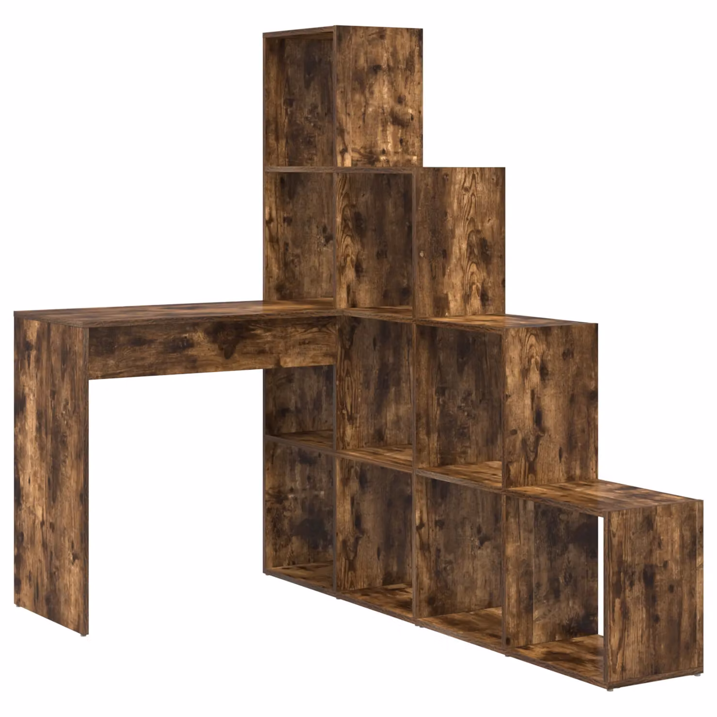 Berkfield Home Modern Corner Desk with Storage Shelf in Smoked Oak Brown, W/D/H: 149.5 x 101.5 x 149.5 cm – 2