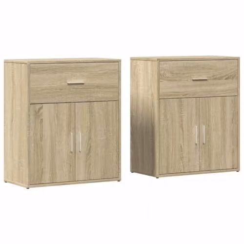 vidaXL Set of 2 Modern Sideboards in Sonoma Oak Brown, Engineered Wood, W: 60 cm, D: 31 cm, H: 70 cm