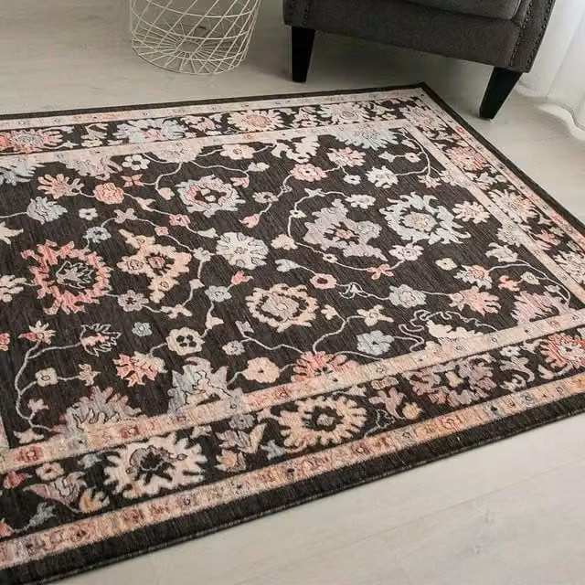 The Rug Shop UK Black and Multicolour Abstract Machine Woven Area Rug, W: 200 cm, D: 290 cm