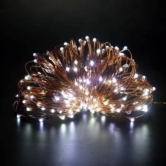 Shatchi 40 Warm White LED Micro Rice Fairy String Lights with Silver Copper Wire, Battery Operated, Yellow – 1