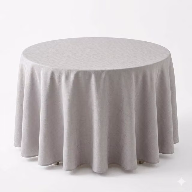 Luxury Living Round Linen-Look Tablecloth in Silver, Diameter: 180 cm