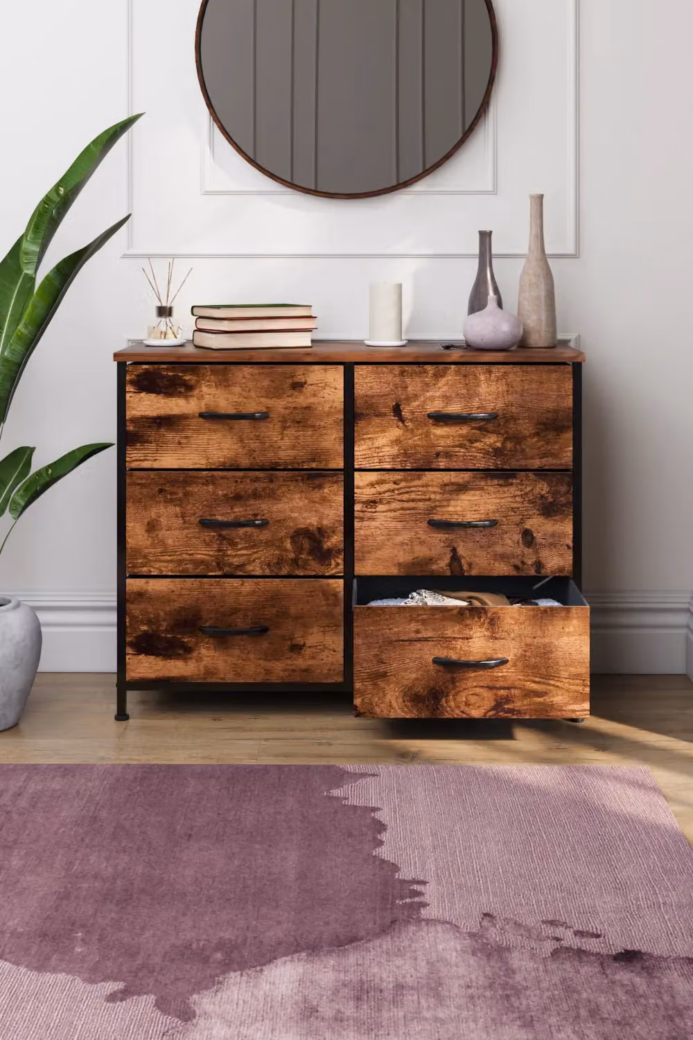 Vida Designs Chorley 6 Drawer Chest of Drawers Fabric and Metal Storage Organiser in Brown – 5