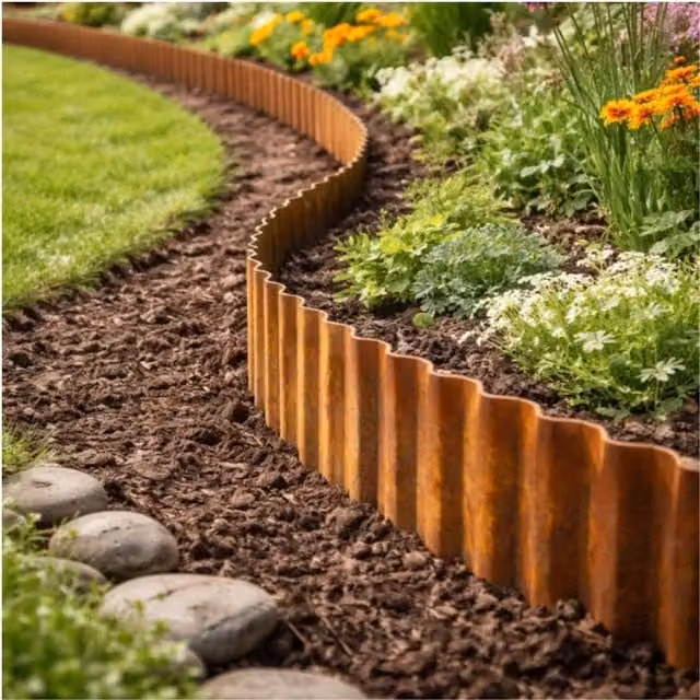Marco Paul Orange Rust Effect Metal Garden Lawn Edging