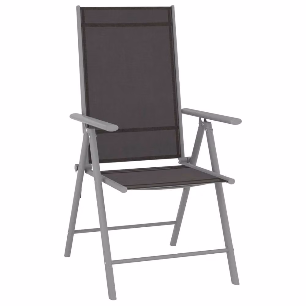 Berkfield Home Set of 2 Black Textilene Folding Garden Chairs with Armrests – 2