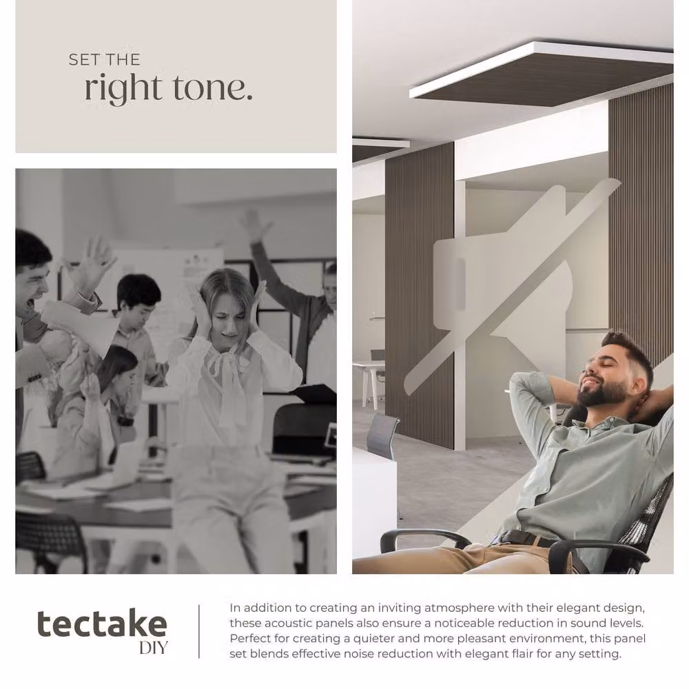 tectake Acoustic Wood Wall Panels in Oak Grey – 5