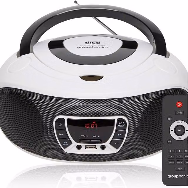 Grouptronics CD Player with DAB+ and FM Radio and Remote Control, White