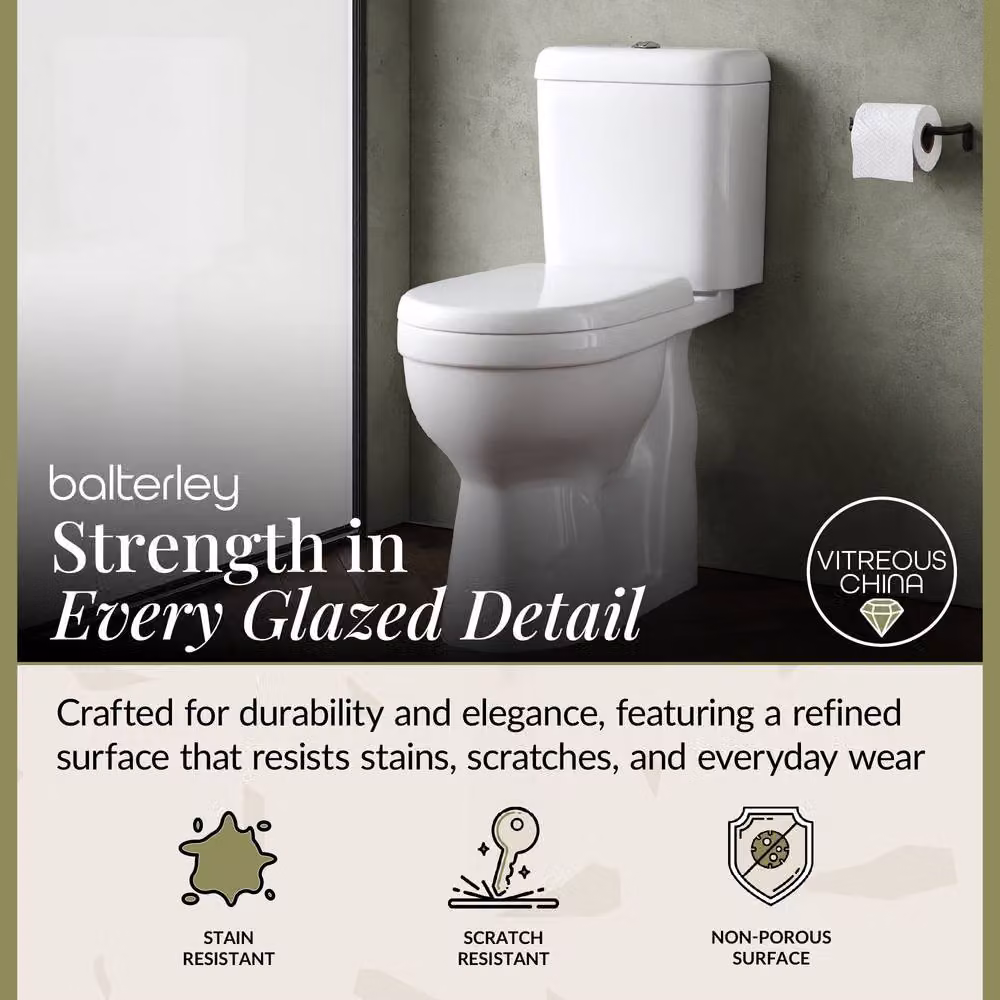 DocM Balterley Close-Coupled Comfort Height Toilet Pan, Cistern and Soft Close Seat, White – 2