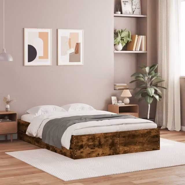 Berkfield Home Small Double Bed Frame with Drawers in Smoked Oak Brown, W/D/H: 120 x 190 cm – 1