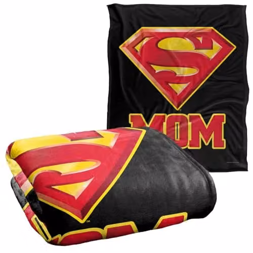 DC Comics Superman Super Mom Silky Touch Super Soft Fleece Throw Blanket, White, W/D/H: 152 x 127 cm – 1