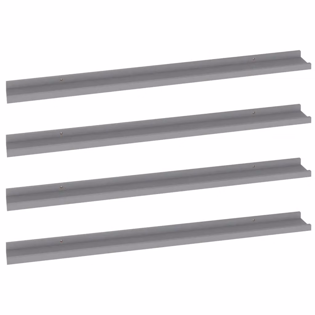Berkfield Home Wall Mounted Shelves, 4 Piece Set, Grey, W: 100 cm, D: 9 cm, H: 3 cm – 2