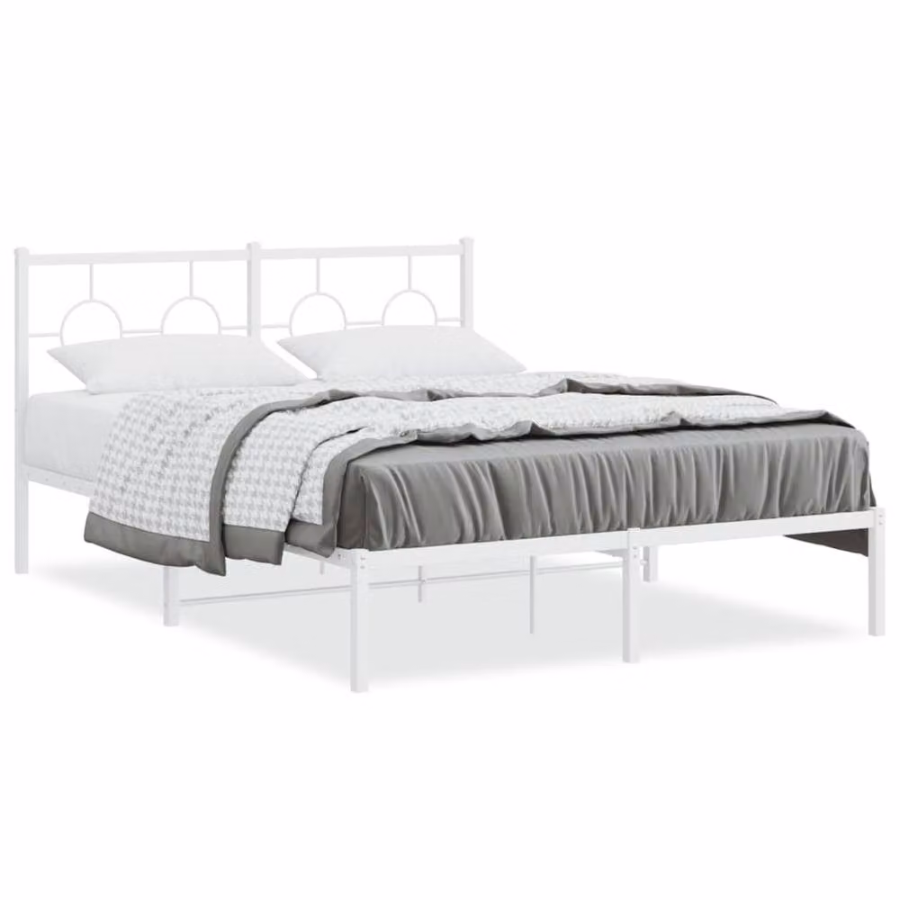 Berkfield Home Metal Bed Frame with Headboard, White, W/D/H: 140 x 200 cm – 2