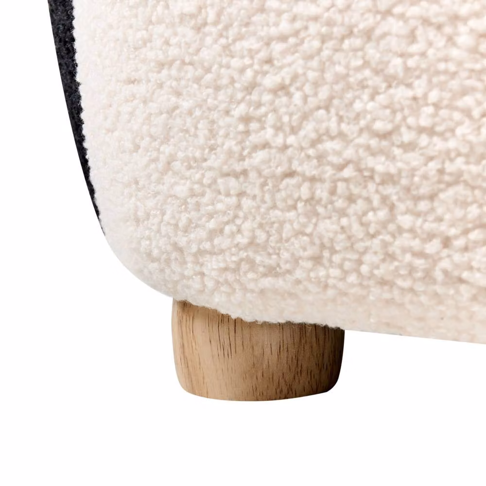 Wyld and Coco Penguin Kids Armchair in Black Boucle with Solid Rubberwood Frame – 5