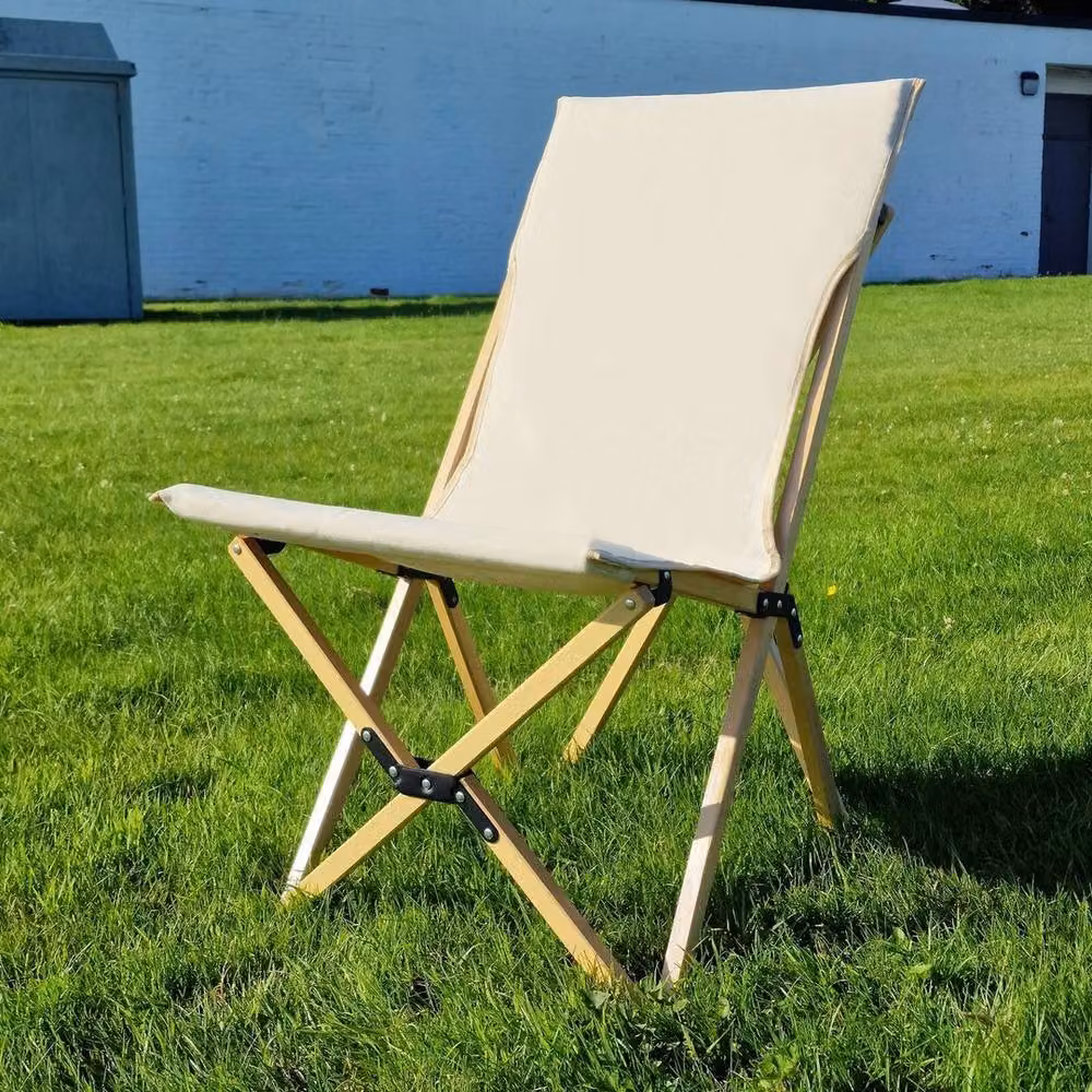 Pawnora Wooden Butterfly Chair in Beige with Beech Wood and Metal Frame – 4