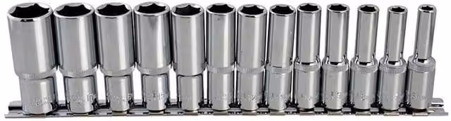 Bluespot Tools 13 Piece 3/8in Drive Deep Socket Set in Silver and Multicolour Chrome Vanadium Steel – 1