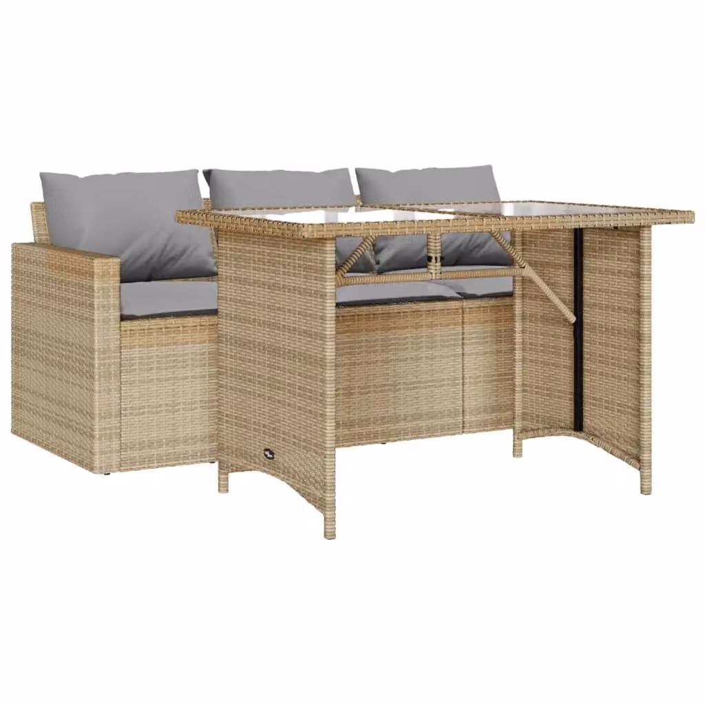 Berkfield Home 2 Piece Garden Dining Set with Beige Poly Rattan Cushions – 2