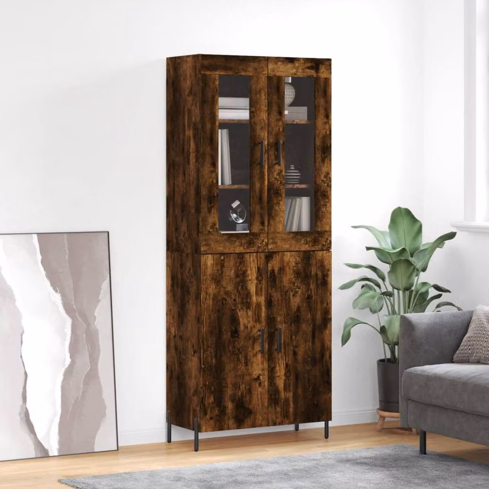Berkfield Home Smoked Oak Highboard in Brown, W/D/H: 69.5 x 34 x 180 cm – 2