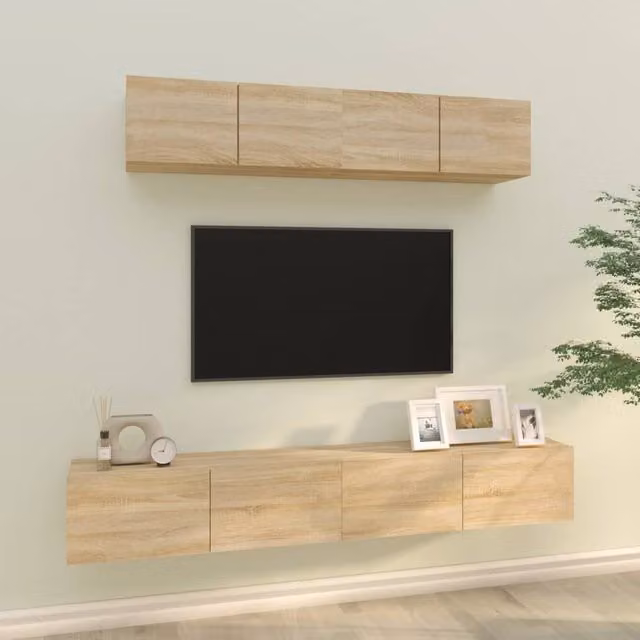 Berkfield Home 4 Piece Sonoma Oak TV Cabinet Set in Brown