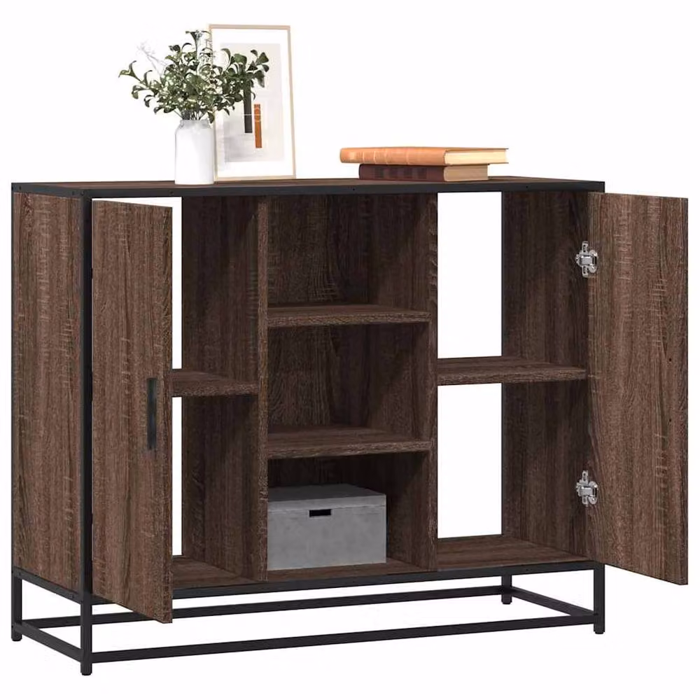 Berkfield Home Industrial Sideboard in Brown Oak, W/D/H: 92 x 35 x 76 cm – 2