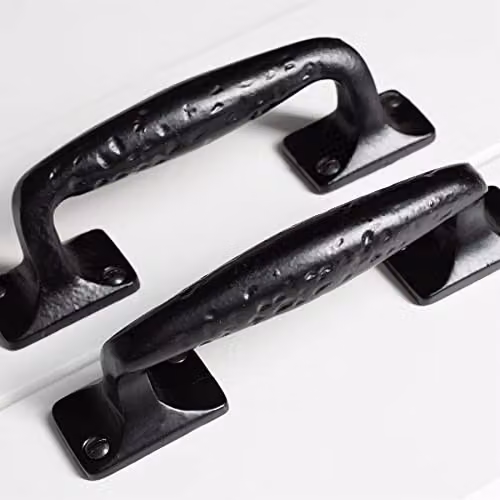 Hammer and Tongs Forged Iron Barn Door Handle, Matt Black, Pack of 2, Height: 150 mm – 5