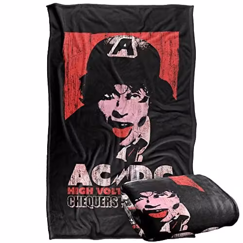 LOGOVISION AC/DC High Voltage Live 1975 Super Soft Silky Touch Fleece Throw Blanket, Multicolour, W/D/H: 91 x 147 cm