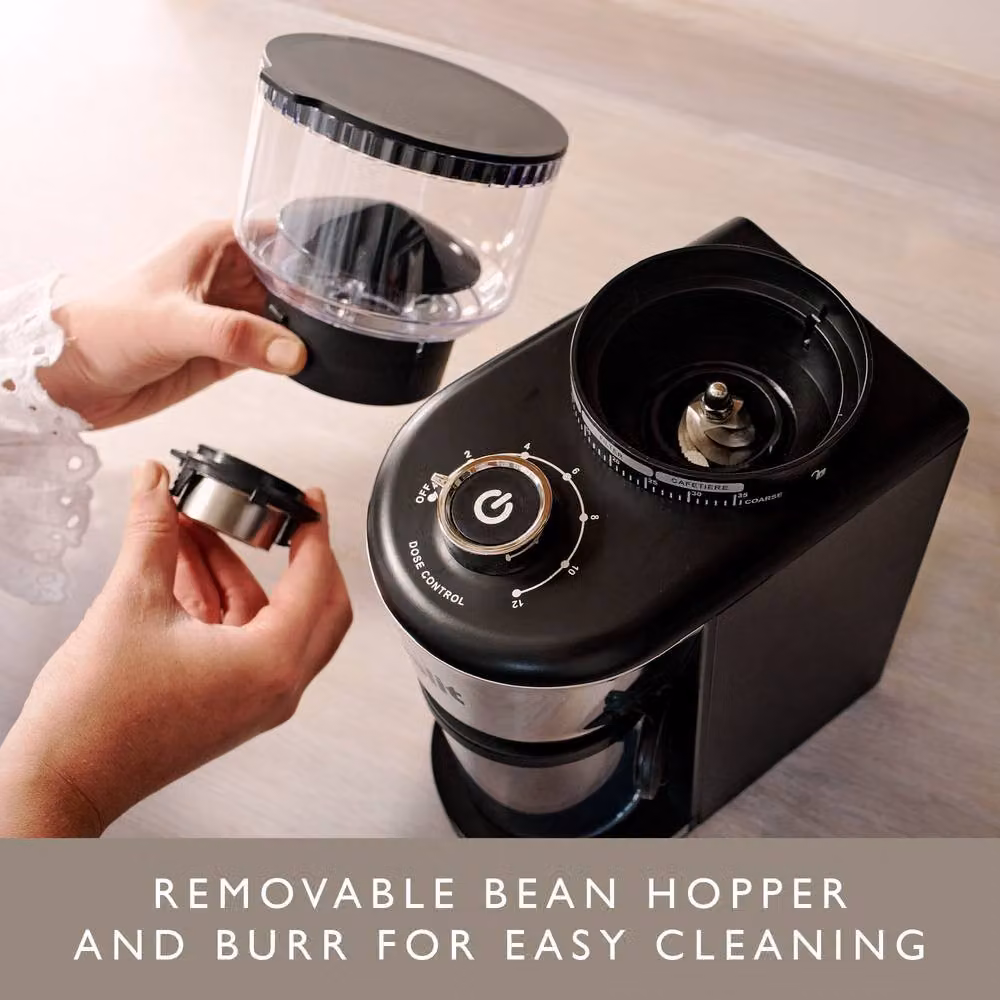Dualit Burr Coffee Grinder with Stainless Steel Conical Burrs and 35 Settings in Silver – 6