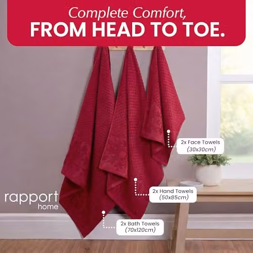 Rapport Home Versailles Jacquard 6-Piece Cotton Towel Bale Set in Red – 2