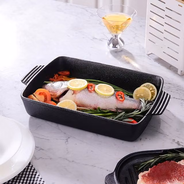 Livingandhome Non-Stick Cast Iron Frying Pan, Black