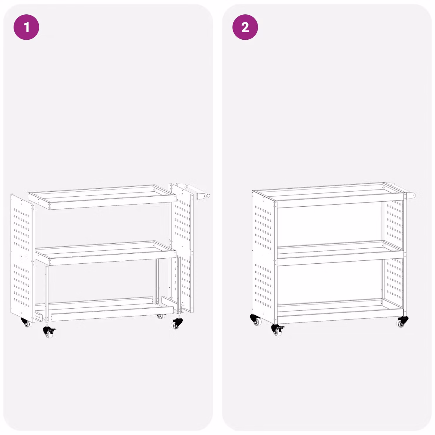 Berkfield Metal Tool Trolley with Shelf and Wheels in Black – 9