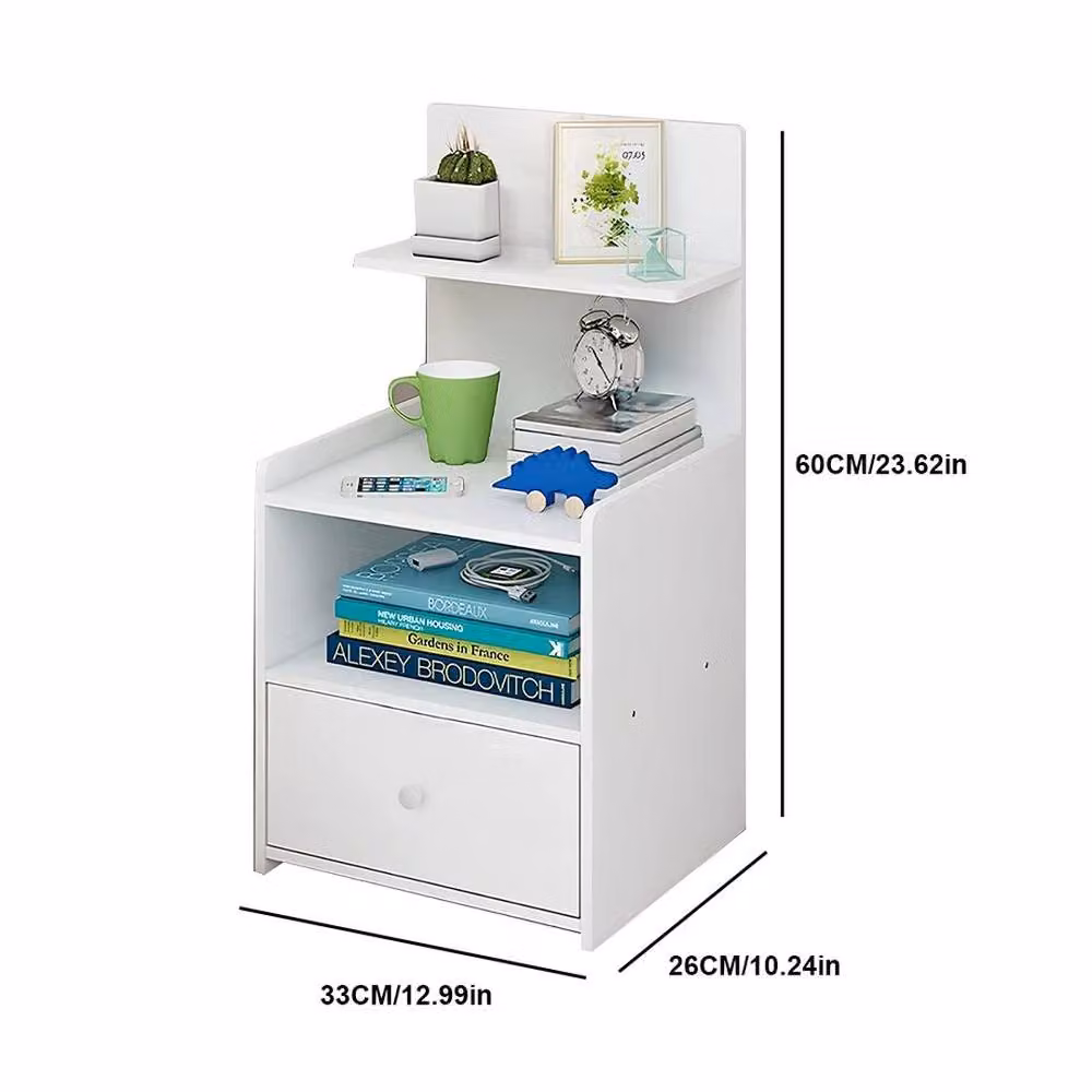 EONLION Modern White Bedside Table Drawer Cabinet for Bedroom and Living Room, W/D/H: 100 x 60 x 100 cm – 2