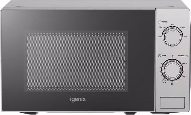 Igenix 20L 800W Manual Solo Countertop Microwave in Stainless Steel and Silver
