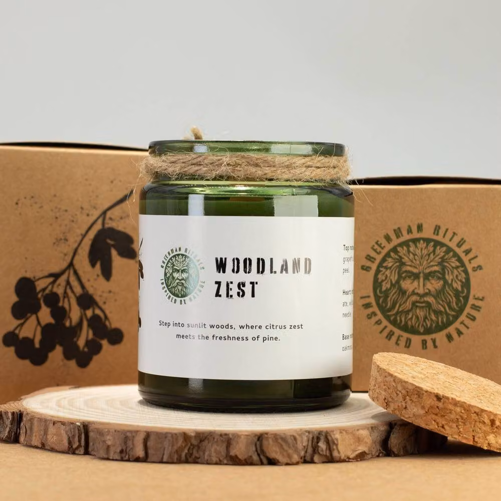Serenityy Greenman Woodwick Soy Candle in Woodland Zest, Green, 50 g – 4