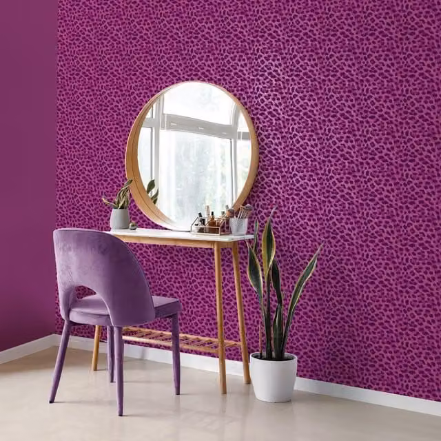 Fine Decor Animal Print Fur Effect Wallpaper in Pink and Purple