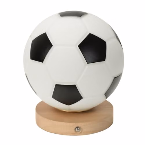 ValueLights Football Night Light, Warm White Dimmable LED Rechargeable Table Lamp in White and Wood Finish – 1