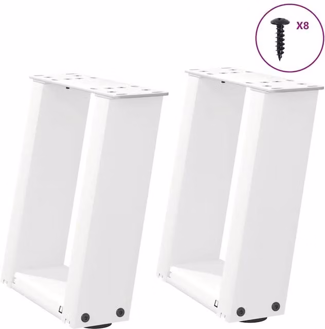 Berkfield Home U-Shaped Coffee Table Legs, 2 Pieces, White Steel, H: 30.5 cm, W: 30 cm