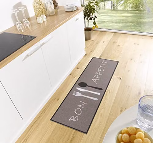 Hanse Home Cook & Clean Non-Slip Easy Care Kitchen Runner in Beige and Grey, W: 50 cm, L: 150 cm