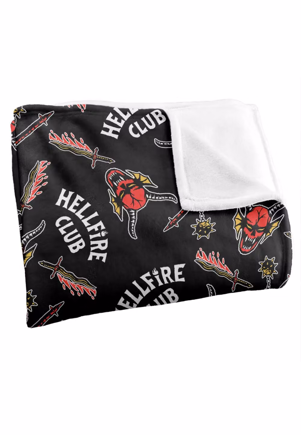 Stranger Things Hellfire Club Pattern Officially Licensed Super Soft Silky Touch Throw Blanket, White, W: 152 cm, D: 127 cm – 3